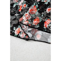 Black Floral Mesh Sheer Long Sleeve Top - L thumbnail
