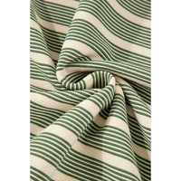 Green Stripe Contrast Edge Short Batwing Sleeve T Shirt - L thumbnail