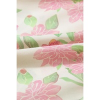 Pink Floral Print Drawstring V Neck Peplum Blouse - L thumbnail