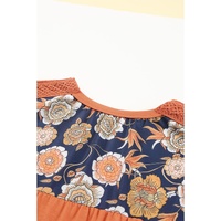 Azura Exchange Floral Print Balloon Sleeve Top with Lace Details - L thumbnail