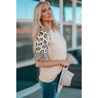 Azura Exchange Leopard Ruffle Sleeve Waffle Knit Top - S thumbnail