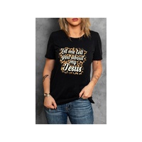 Azura Exchange Leopard Letter Print Crewneck Graphic Tee - M thumbnail