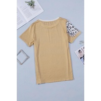 Khaki Bleached Leopard Print Crew Neck T Shirt - S thumbnail