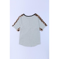 Azura Exchange Leopard Splicing O-neck Short Sleeve T Shirt - S thumbnail