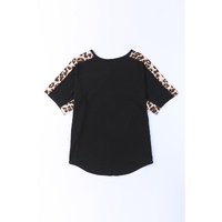 Azura Exchange Leopard Splicing Short Sleeve T-Shirt - M thumbnail