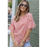 Azura Exchange Leopard Ruffle Sleeve T-Shirt - L thumbnail
