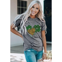 Azura Exchange Leopard Plaid Heart Clover Graphic Print T-Shirt - M thumbnail