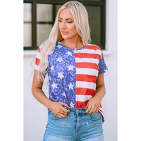 Azura Exchange American Flag Print Distressed Crew Neck T-Shirt - S thumbnail