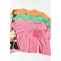 Azura Exchange Acid Wash Lace Patch Pocket T-Shirt - L thumbnail