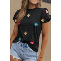 Azura Exchange Embroidered Flower Short Sleeve Tee - S thumbnail