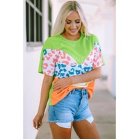 Azura Exchange Leopard Patchwork Waffle Knit T-Shirt - S thumbnail