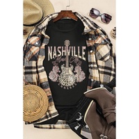 Azura Exchange Leopard Guitar Rose Print T-Shirt - L thumbnail
