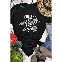 Black FUELED BY iced coffee AND anxiety Graphic Tee - M thumbnail