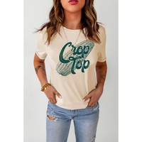 Khaki Corn Crop Top Graphic Tee - L thumbnail