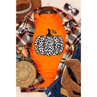 Orange Leopard Pumpkin Graphic Daily Fashion Tee - S thumbnail