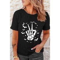 Azura Exchange Halloween Bat & Skeleton Hand Graphic Tee - M thumbnail