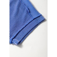 Dark Blue Textured Knit Exposed Stitching T-shirt - S thumbnail