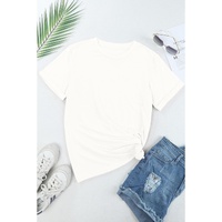 White Casual Plain Crew Neck Tee - 2XL thumbnail