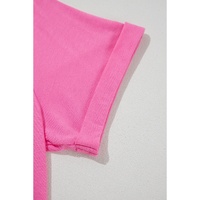 Sachet Pink Bright Casual Plain Crew Neck Tee - 2XL thumbnail