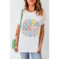 White MAMA Slogan Print Crew Neck Casual T Shirt - M thumbnail