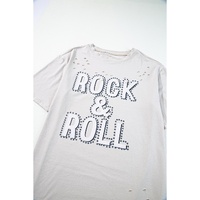 Gray Rock & Roll Graphic Distressed Vintage Tee - XL thumbnail