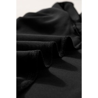 Black Scalloped V Neckline Petal Sleeve Top - S thumbnail