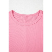 Peach Blossom Subtle Ribbed Short Sleeve Babydoll Top - L thumbnail
