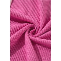 Bright Pink Textured Colorblock 3/4 Sleeve Oversize Top - L thumbnail