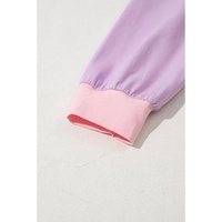 Pink Colorblock Long Sleeve Buttons Henley Top - L thumbnail