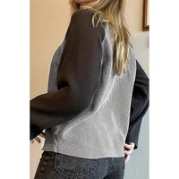 High Waffle Knit Colorblock Star Patch Graphic Raglan Top - L thumbnail