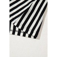 Black Stripe Batwing Sleeve Crewneck Oversized Top - L thumbnail