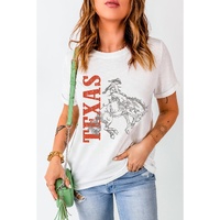 White TEXAS Cowboy Printed Western Fashion T Shirt - M thumbnail