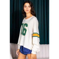 White Number 76 Printed Retro Sporty Long Sleeve Top - S thumbnail