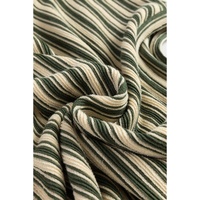 Green Stripe Textured Side Slits Crew Neck T Shirt - L thumbnail