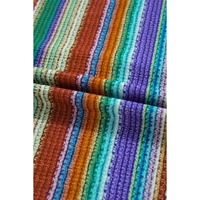 Multicolour Striped Pattern Twist Hem Short Sleeve Top - M thumbnail