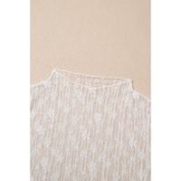 White Sheer Floral Lace Long Sleeve Slim Fit Top - L thumbnail