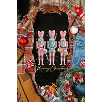 Black Nutcracker Merry Christmas Printed Crewneck T Shirt - 2XL thumbnail