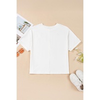 White St Patrick Lucky Clover Sequin Graphic T Shirt - M thumbnail