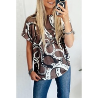 Brown Lucky Horseshoes Graphic Dolman T-shirt - L thumbnail