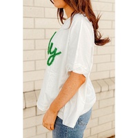White Lucky Tinsel Graphic St Patrick Fashion Tee - L thumbnail