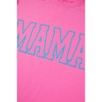 Bright Pink MAMA Letter Graphic Neon T Shirt - L thumbnail