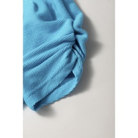 Light Blue Bubble Sleeve Solid Color Elegant T-Shirt - L thumbnail