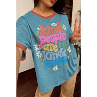 Dusk Blue Kind People are My Kind People Graphic Oversized Tee - L thumbnail