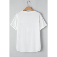 White Mardi Gras Tinsel Sequin Graphic T Shirt - L thumbnail