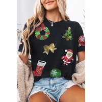 Black Sequin Christmas Essentials Graphic Crewneck T Shirt - 2XL thumbnail