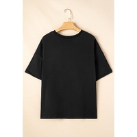 Black Loose Half Sleeve Hi Low Hem T Shirt - L thumbnail
