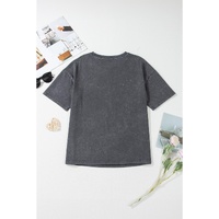 Dark Grey Kindness Butterflies Graphic Mineral Wash Loose Tee - L thumbnail
