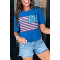 Real Teal American Flag Pattern Crewneck Tee - L thumbnail