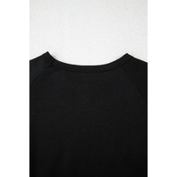 Black Striped Patch Front Casual Tee - L thumbnail