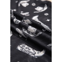 Black Western Pattern Mesh Sheer Crew Neck T Shirt - L thumbnail